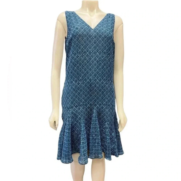 Ralph Lauren Dresses & Skirts - Ralph Lauren  Blue V Neck Sleeveless Lined Midi Flared Dress Size 10
